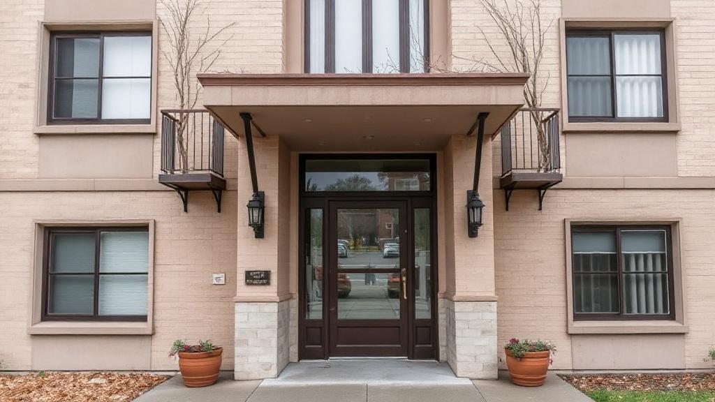Photo of the entrance door to a multi-apartment building.фото