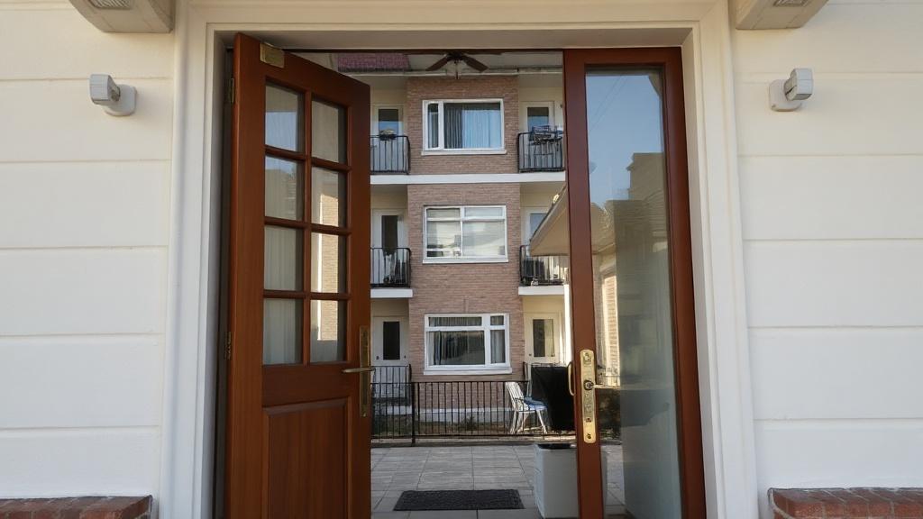 Photo of the front door in a multi-apartment building inside the house.фото